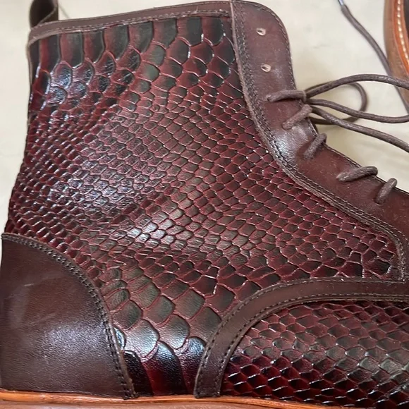 Marc Nolan Brown Lincoln Leather Croc Texture Trim Cap Toe Shoes, Size 15 - Picture 10 of 10